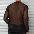 thumbnail image 4 of Bibifish Mens T-Shirts See Through Mesh Breathable Material Tee Tops Long Sleeve Drop Shoulder Fitness Tees, 4 of 5