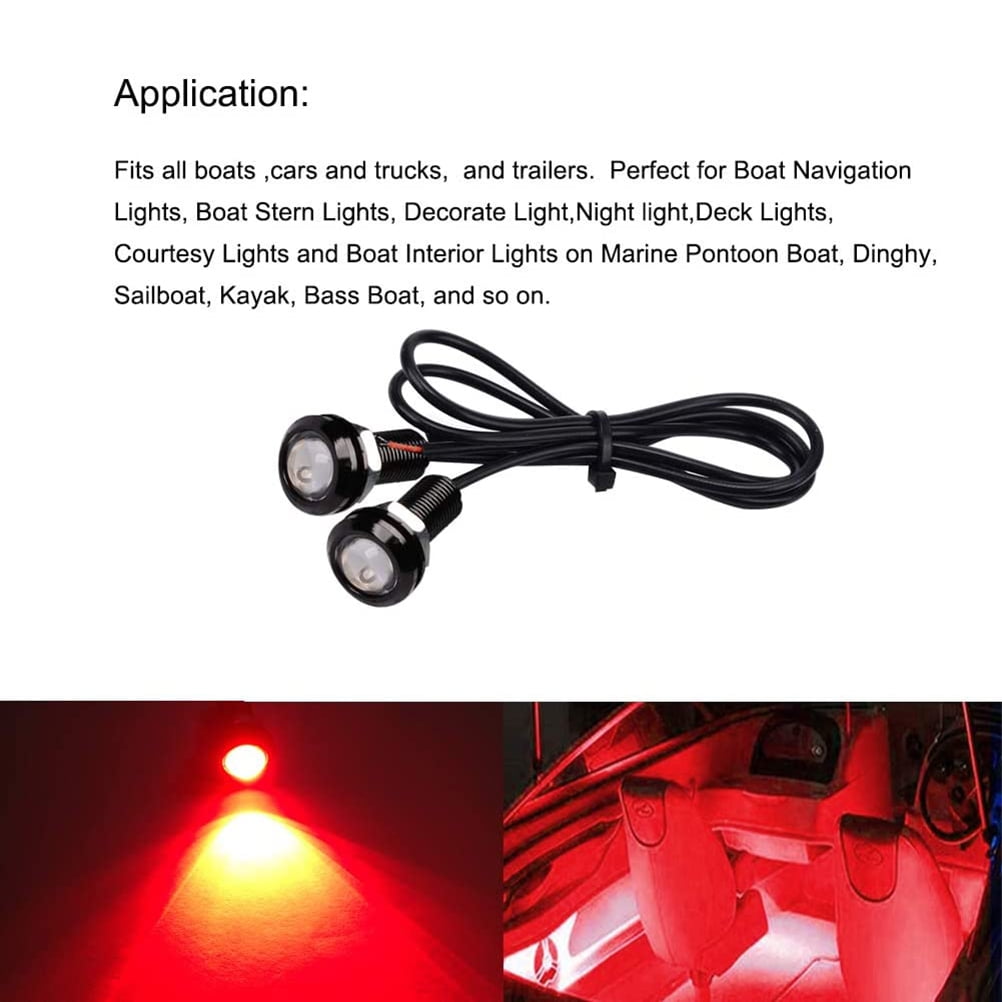 Red 4pc LED Kit For Boat Marine Deck Interior Lighting 
