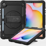 Timoom Samsung Galaxy Tab S6 Lite 10.4 P610 P615 Case [Full-Body] & [Shock Proof] Hybrid Armor Protective Case with 360 Rotating Stand & Strap for Samsung Galaxy Tab S6 Lite 10.4 P610 P615 - Black