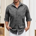thumbnail image 2 of Men's Slim Fit Corduroy Shirt Long Sleeve Button Down Casual Shirt with Chest Pocket for Autumn Winter Daily Wear Mens Summer Lightweight Pullover Tee Shirts, 2 of 7