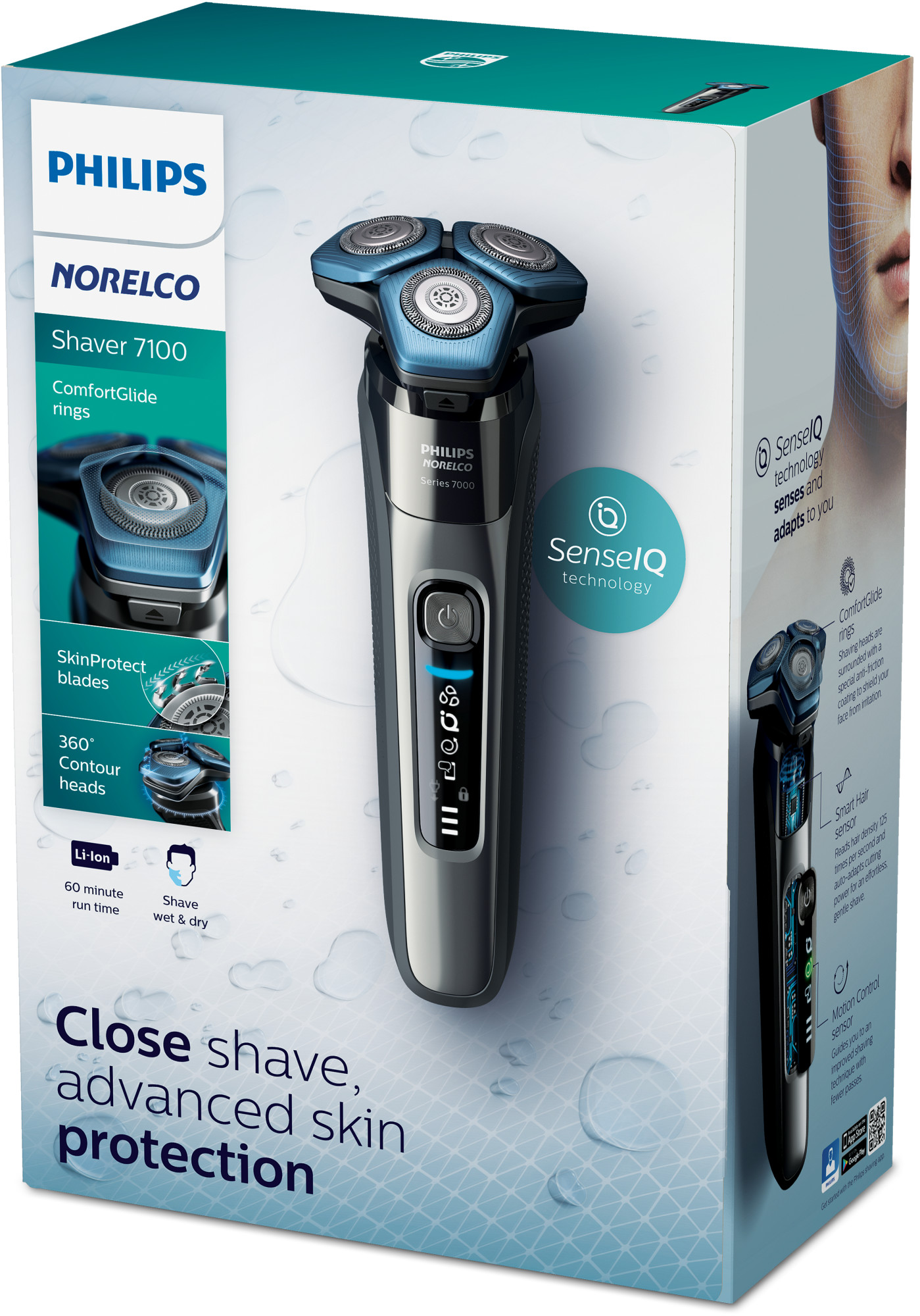 Philips Norelco Shaver 7100, Rechargeable Wet ＆ Dry Electric Shaver with SenseIQ Technology and Pop-up Trimmer S7788 82並行輸入