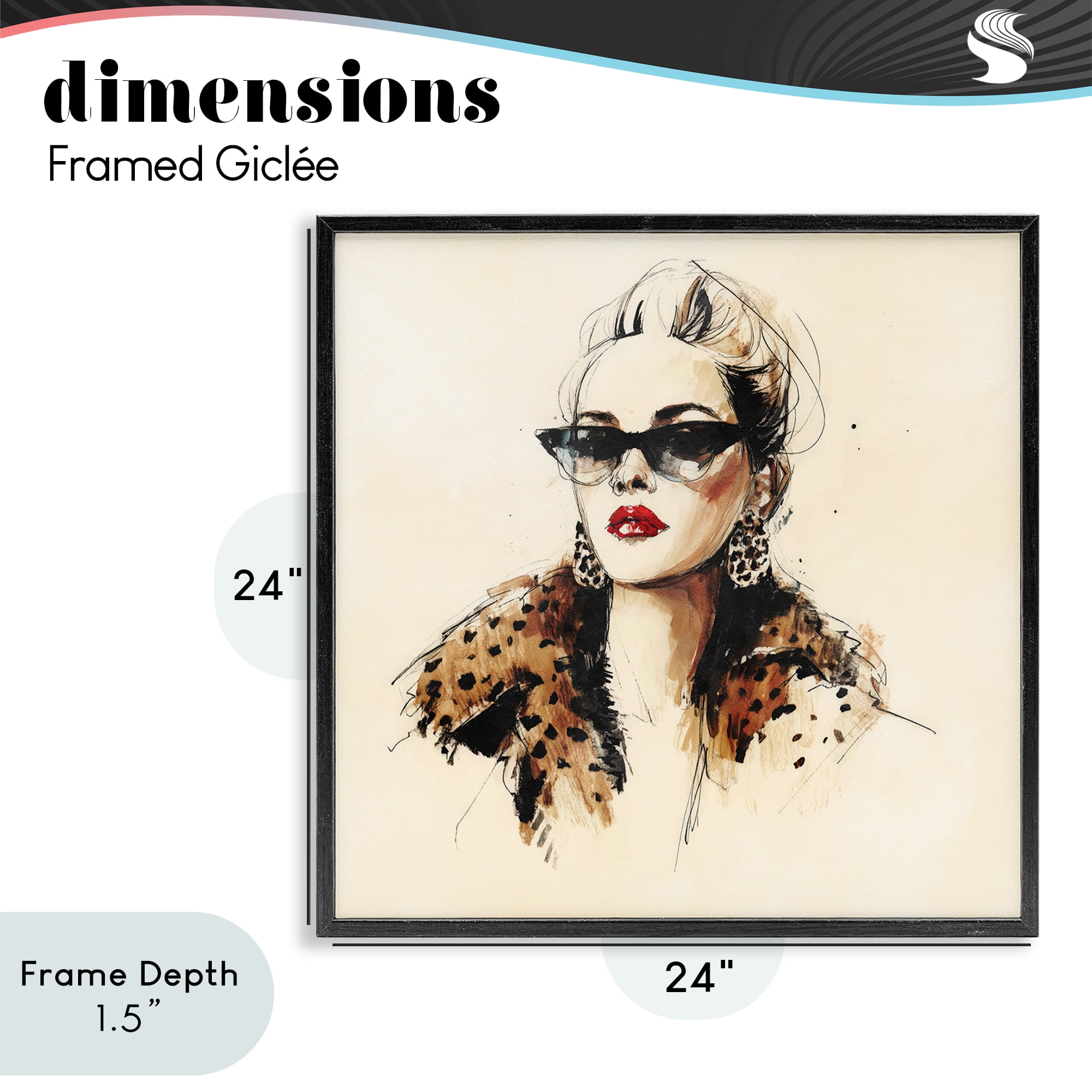 Stupell Industries Glam Leopard Sonata Portrait Black Framed Giclee Art, design by Svetlana Aleynikova