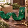 thumbnail image 4 of QISIWOLE Christmas Ribbon, 30 FT x 0.98 In Polyester Roll with Tree Print, for Gift Wrapping, Wreath Bows, Holiday Garland and Party Decorating, Green Star Ribbon, 4 of 8