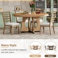 thumbnail image 4 of HighSound 5-Piece Dining Table Set, Mid-Century Wood Kitchen Table with Extendable Dining Table & 4 Upholstered Dining Room Chairs, Natural, 4 of 9