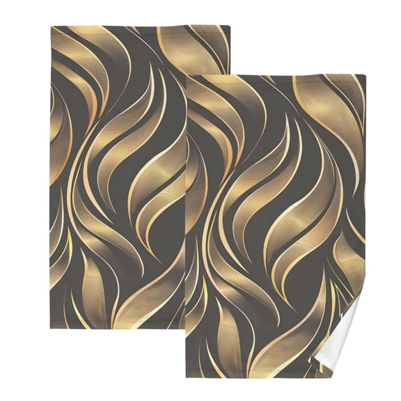 Ryvnso Gold Tropical Leaves Cotton Hand Towels Sets Face Towel 2 PCs Bathroom Decorative