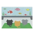 thumbnail image 1 of Cat Cutting Board, Cats Sitting on a Carpet and Looking at Cheerful Fishtank Cat Family of 3 Content, Decorative Tempered Glass Cutting and Serving Board, Large Size, Multicolor, by Ambesonne, 1 of 1