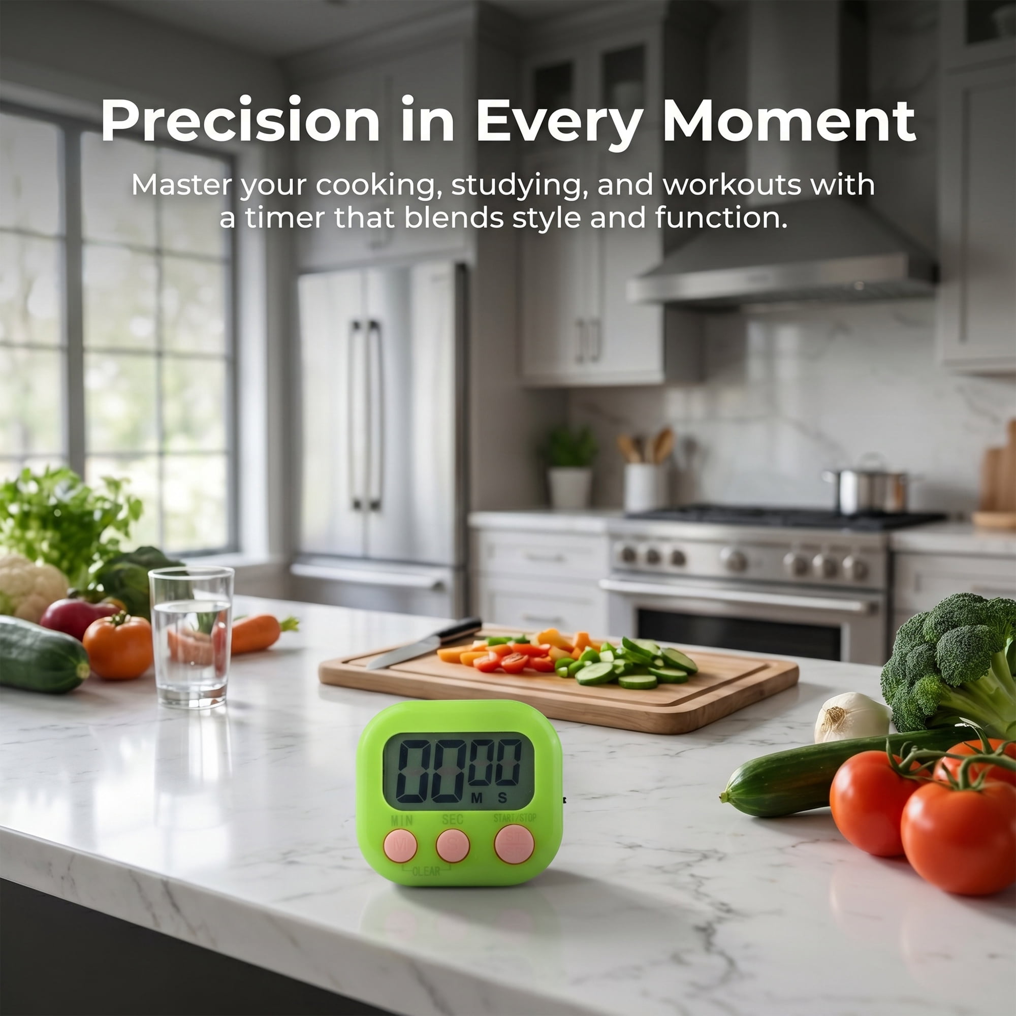 Unique Bargains Loud Alarm Magnetic Backing Cooking Study Kitchen Timer Green