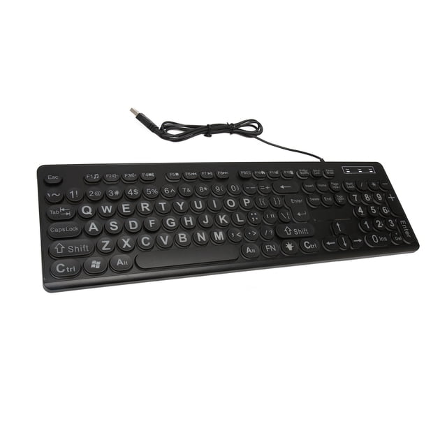 USB Keyboard, Backlit Large Print Standard Wired Keyboard 104 Key For Household For Dormitory