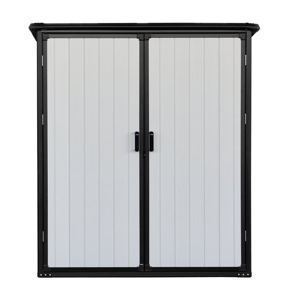 CarButler 5x3ft Outdoor Storage Shed Resin Cabinet Tool Shed with Floor White-Black