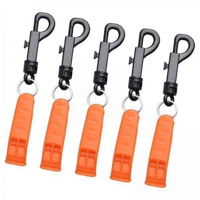 Silbato de Emergencia de 5x5 Uds, Silbato de Seguridad Al Aire Libre, Ligero con Gancho, Sonido Fuerte para Deportes de Acampada, Kayak, Canotaje, Niñ 5 piezas