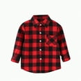 thumbnail image 4 of Xudanell Baseball Shirts for Boys Lapel Flannel Tops Jacket Plaid Boys Long Sleeve Shirts Coat Outwear Red 5-6 Years, 4 of 4