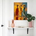 thumbnail image 3 of Canvas Wall Art Three Black Women Canvas Art Print African Tribal Boho Red Yellow Green Pictures Wall Decor for Living Room Bedroom Artwork Decorations Stretched Framed Ready to Hang 8"x12", 3 of 9