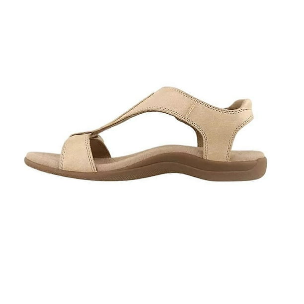 Women's PU Sandals Breathable Strappy Open Toes Shoes Hook & Loop Closure