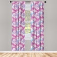 thumbnail image 4 of Ambesonne Natural Window Curtains, Frangipani Hibiscus Flowers, Each 28" W x 95" L, Hot Pink and White, 4 of 4