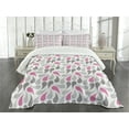 thumbnail image 3 of Ambesonne Geometric Quilted Bedspread Set 3 Pcs, Persian Teardrop, Queen Size, Pink Grey White, 3 of 5
