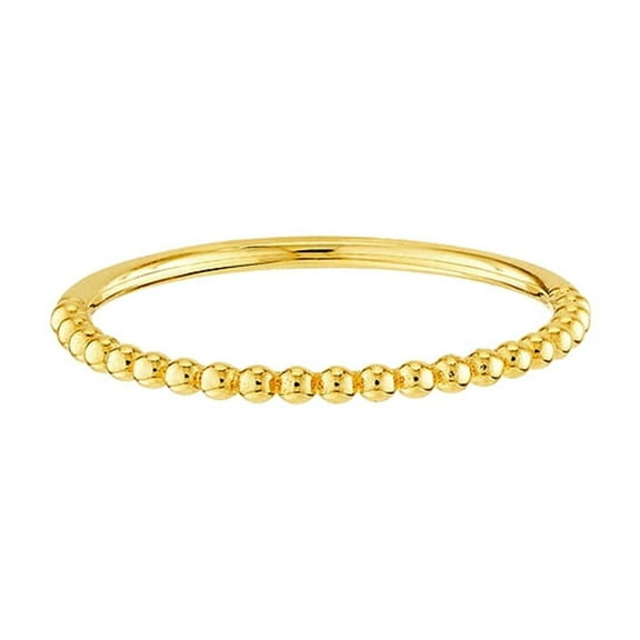 14k Yellow Gold Beaded Design Single Row Ring Size 8 Ring for Women
