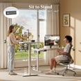 thumbnail image 2 of GUNAITO Height Adjustable Electric Standing Desk, 63 x 28 Inches Sit Stand up Desk, Memory Computer Home Office Desk, White&Brown, 2 of 7