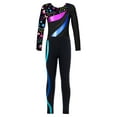 thumbnail image 3 of IEFIEL Girls Juniors Ice Skating Outfit Shiny Rhinestones Leotard with Pants Leggings Gym Suit Sportswear Star Black&Blue 12, 3 of 7