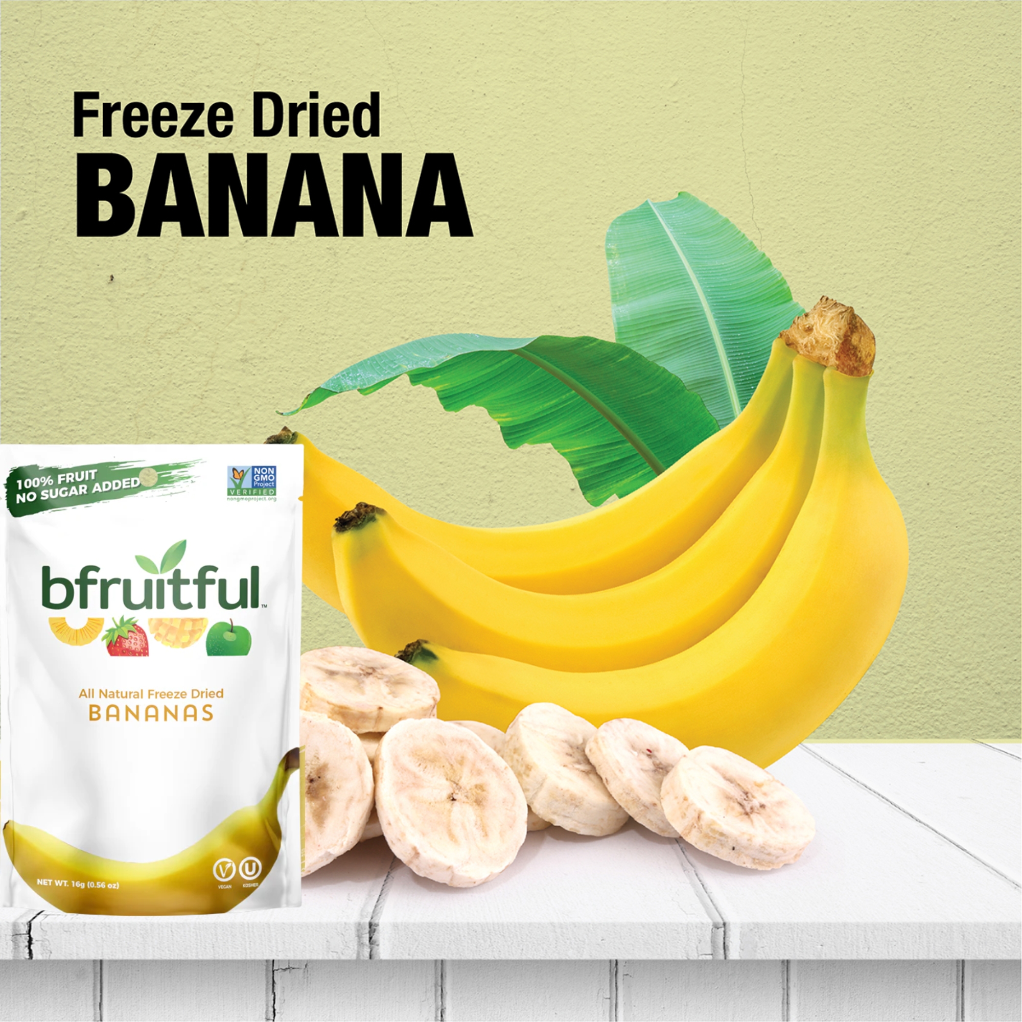 Wel-B Freeze Dried Fruit, Fresh Organic Bananas Freeze Dried to Crispy Chips While Retaining Natural Flavor and Nutrition, Yummy Snacks for Kids and Adults