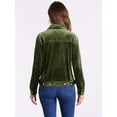 thumbnail image 3 of DARING DIVA Stylish Velvet Button-Up Long Sleeve Jacket M Army Green, 3 of 6