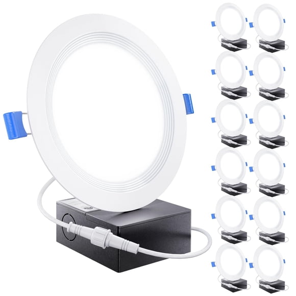 Sunco 12 Pack 6 Inch LED Recessed Light, Ceiling Canless Recessed Lights, Baffle Trim Ultra Thin, 850 LM, 14W, 3000K Warm White, Dimmable, Wafer Thin