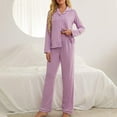 thumbnail image 2 of Womens Pajamas Set Long Sleeve Sleepwear for Women Button Down Nightwear Soft Pj Loungewear Sets with Long Pants, 2 of 7