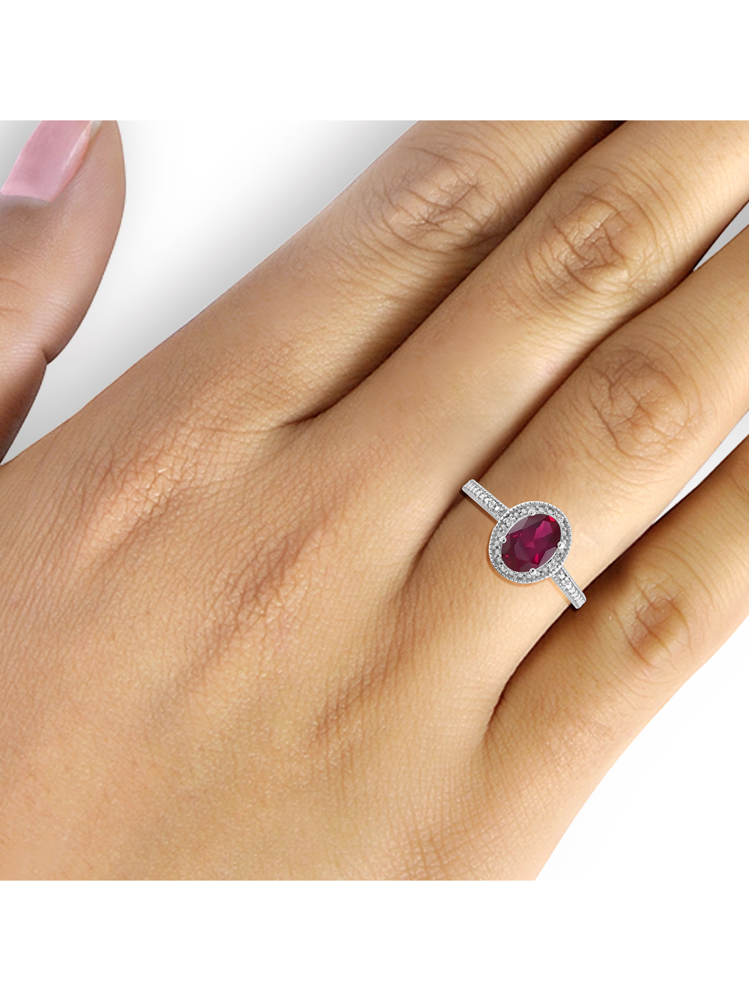 JewelersClub Ruby Ring Birthstone Jewelry – 2.00 Carat Ruby 0.925 Sterling Silver Ring Jewelry with White Diamond Accent – Gemstone Rings with Hypoallergenic 0.925 Sterling Silver Band