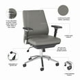 thumbnail image 3 of Office 500 Mid Back Leather Executive Chair in Light Gray - Bonded Leather, 3 of 8