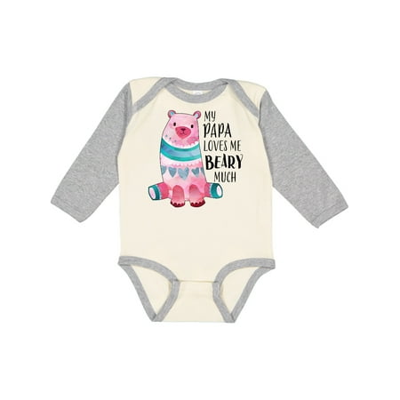 

Inktastic My Papa Loves Me Beary Much with Cute Bear Gift Baby Boy or Baby Girl Long Sleeve Bodysuit