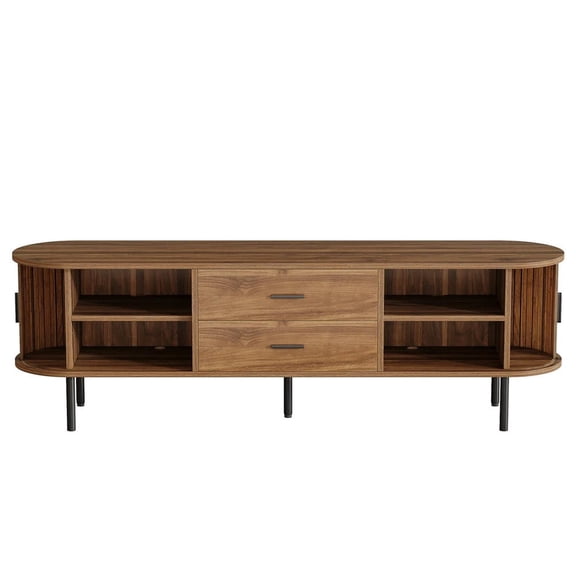 Wood TV Stand Cabinet with Drawers and Open Shelves, Entertainment Center Console Table for Living Room Bedroom, Rustic Industrial Style Furniture