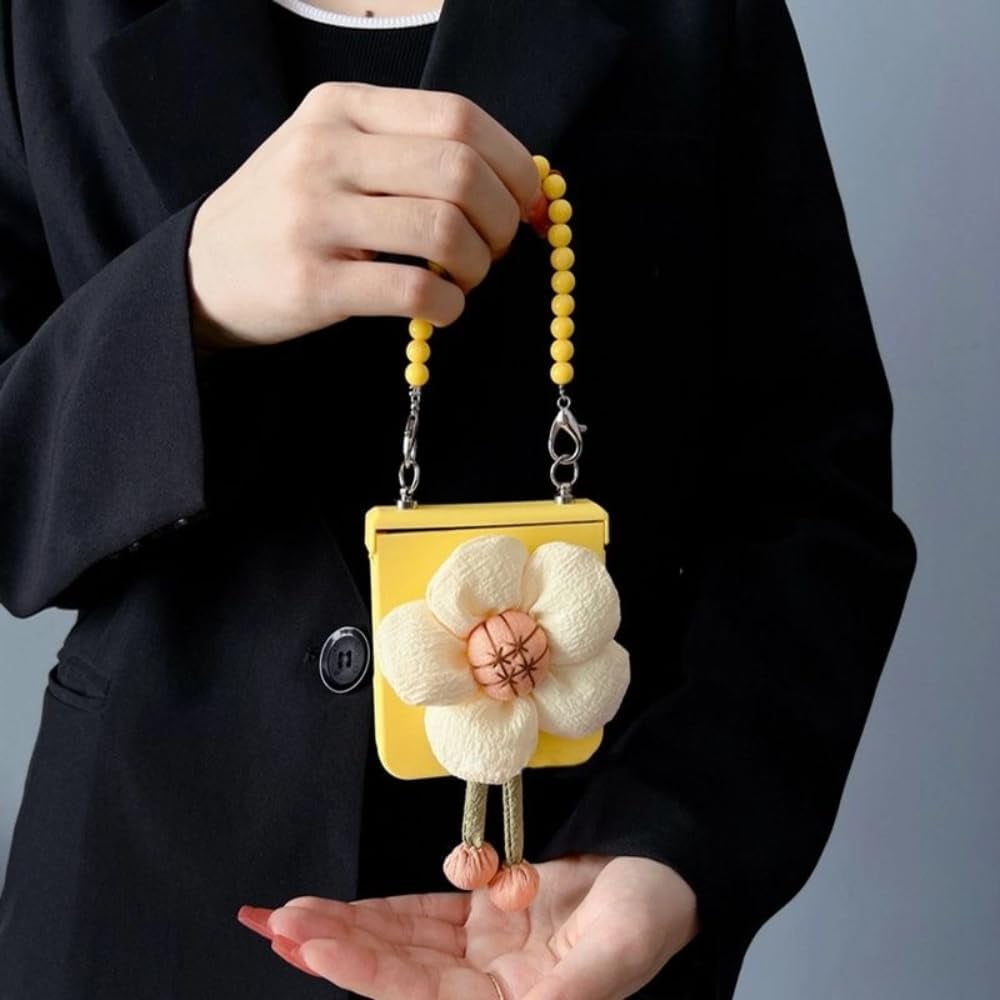 for Galaxy Z Flip 6 Cute Yellow Sunflower with Wristband Crossbody