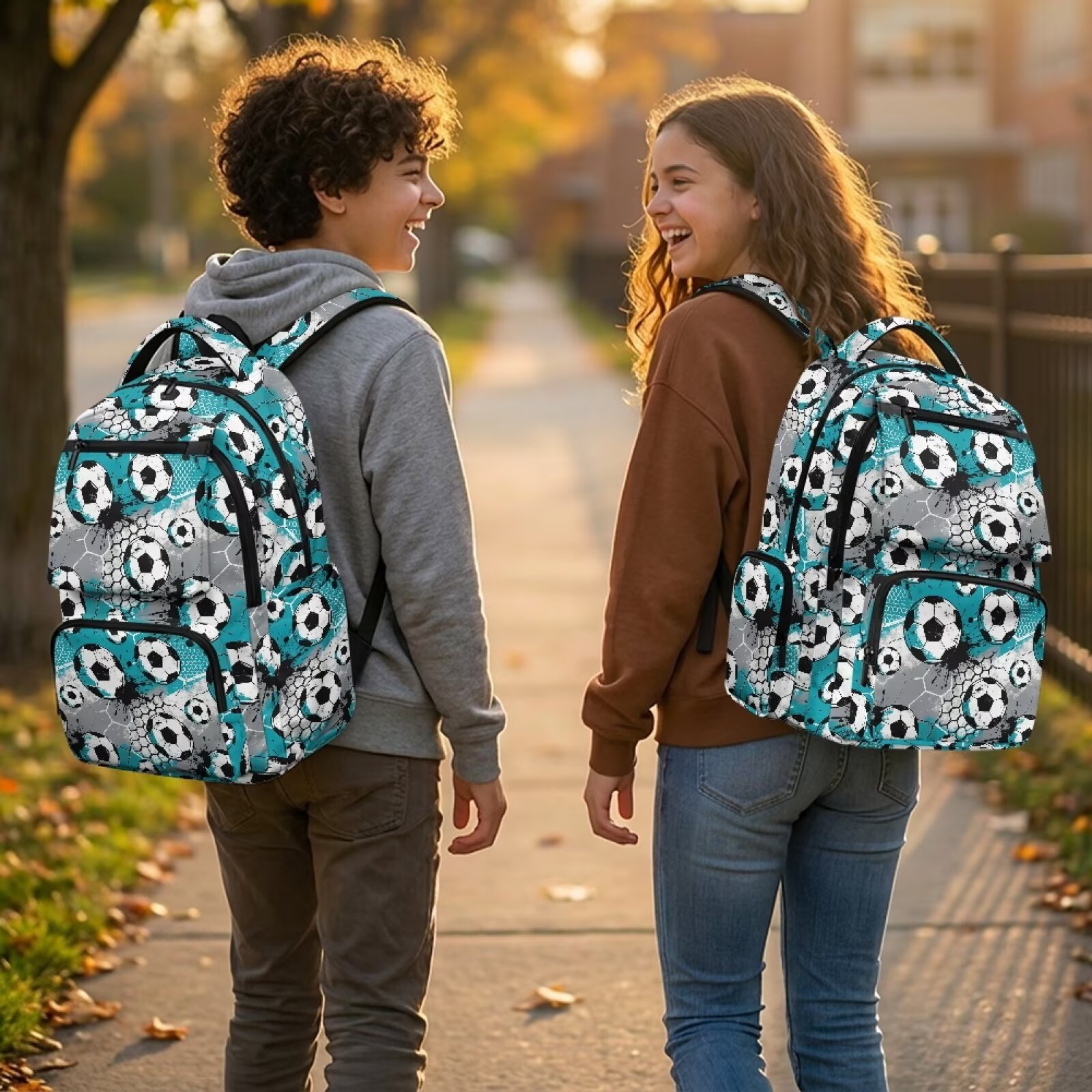 Mochila infantil de fútbol para niños, con estampado deportivo genial, liviana, transpirable, duradera, impermeable, multi bolsillos para estudiantes de primaria 2