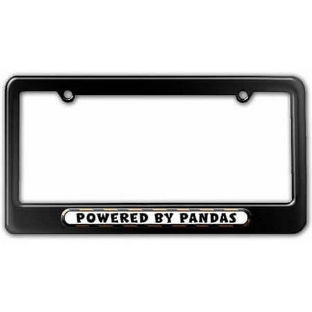 Powered By Pandas License Plate Tag Frame, Multiple Colors