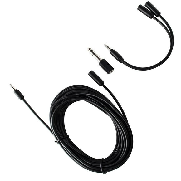 onn. 18 FT. 3.5 mm AUX Extension Audio Adapter Kit, Includes Audio Splitter