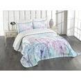 thumbnail image 3 of Ambesonne Dandelion Quilted Bedspread Set 3 Pcs, Abstract Flora Design, Queen Size, Pale Blue Violet Pink, 3 of 5