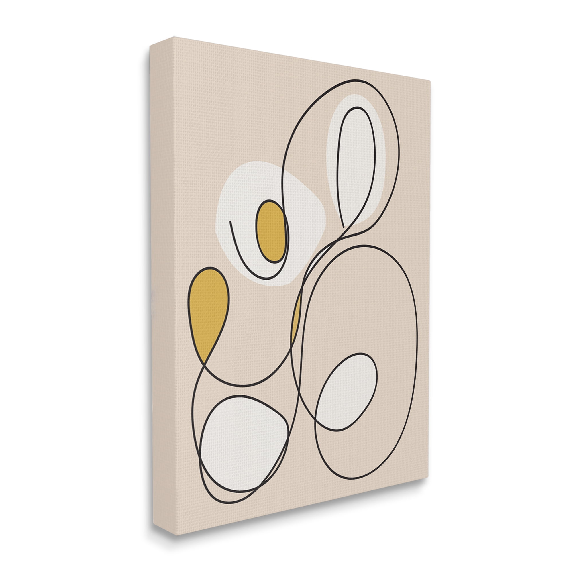 Stupell Industries Swirled Line on Beige Abstract Painting Gallery Wrapped Canvas Art Print Wall Art, 36 x 48