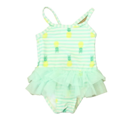 

Pre-owned Unknown Brand Girls Aqua | White Pineapple 1-piece Swimsuit size: 3-6 Months