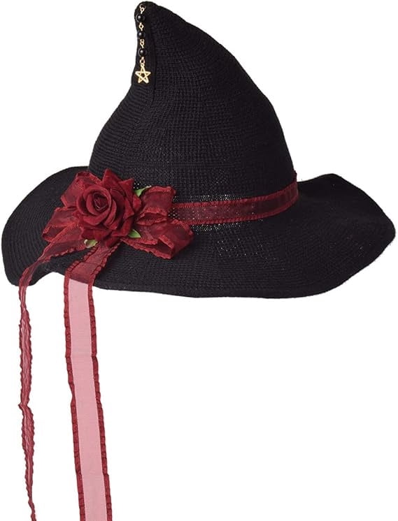 Knitted Wool Witch Hat with Wide Brim for Halloween Costume and Winter Wear