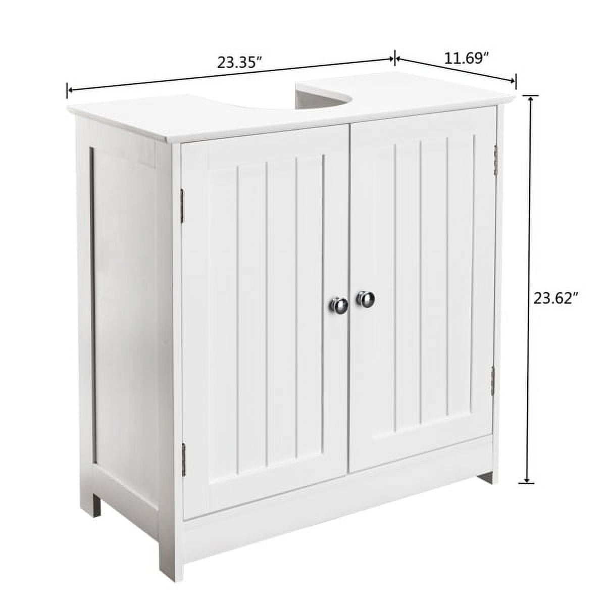 White Waterproof Bathroom Sink Cabinet w/Magnetic Base & Vintage Knobs - Adjustable Shelf Under Sink Storage 23.6x11.4x23.6 Inch