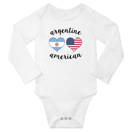 

Argentine and American Love Heart Baby Long Slevve Bodysuits Unisex Gifts (White 6-12 Months)