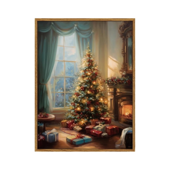 Christmas Wall Art 12X16 Inch with Farmhouse Frame, Framed Wall Art for Living Room Decor, Vintage Christmas Decor Gift for Home