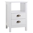 thumbnail image 1 of HOMCOM Table d'Appoint Moderne avec 2 Tiroirs et Étagère de Rangement, Table de Côté pour Canapé, Table de Chevet pour Salon Chambre, Blanc, 1 of 10