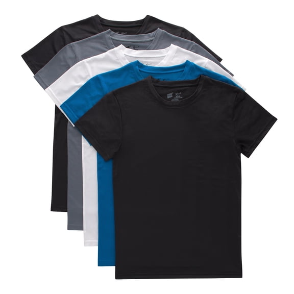 Hanes Boys' Performance Mesh Tween Crewneck Undershirts Pack, X-Temp, 5-Pack Black/Blue/Grey/White XL