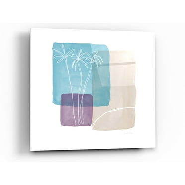 Epic Art 'Palm Trees And Sand' by Linda Woods, Acrylic Glass Wall Art, 24"x24"