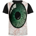 thumbnail image 1 of Halloween Green Creepy Eyeball Costume All Over Mens Black Back T Shirt, 1 of 1