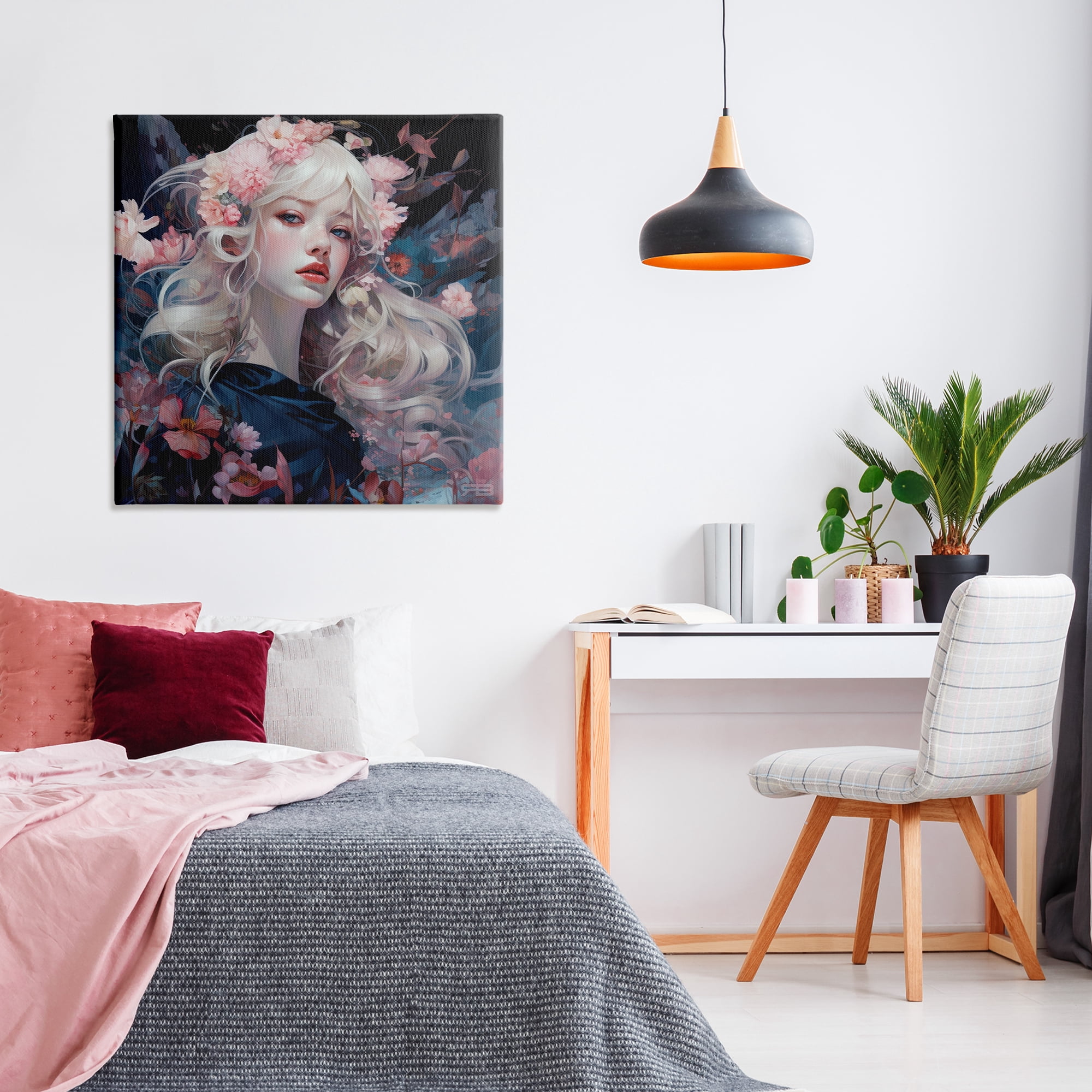 Stupell Industries Delicate Florals Portrait People Painting Wrapped Canvas Art Print Wall Art, 36 x 36