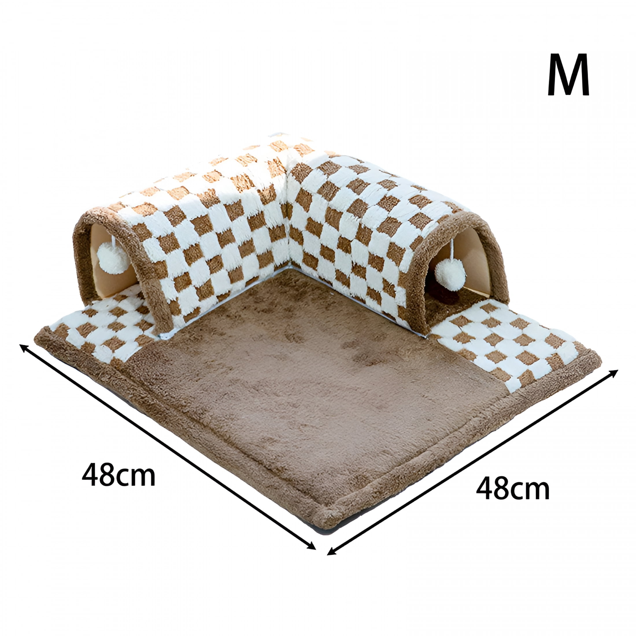 XIBUFE 2026 New 2 in 1 Cat Bed Play Tunnel Cats Play Mat with Playing Ball Toys Kitty Training Play Center Interactive for Indoor Cats Rabbit Brown M Ball Pit for Cats