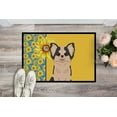 thumbnail image 2 of Carolines Treasures WDK5362MAT 18 x 27 in. Summer Sunflowers Longhaired Black & White No.2 Chihuahua Indoor or Outdoor Mat, 2 of 7