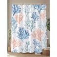 thumbnail image 4 of Fsddascl Colorful Coral Shower Curtain Set - 36" x 78" Washable Bathtub Curtain with 12 Hooks, Summer Coastal Watercolor Ocean Waterproof Fabric Stall Shower Curtains for Bathroom/Bathtub Décor, 4 of 6