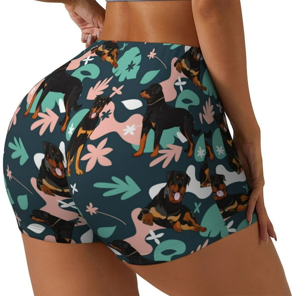 Fotbe Rottweiler Shorts Sin Costuras – Shorts Deportivos de Cintura Alta para Mujer, Elásticos para Gimnasio, Yoga, Running o Ciclismo-Small